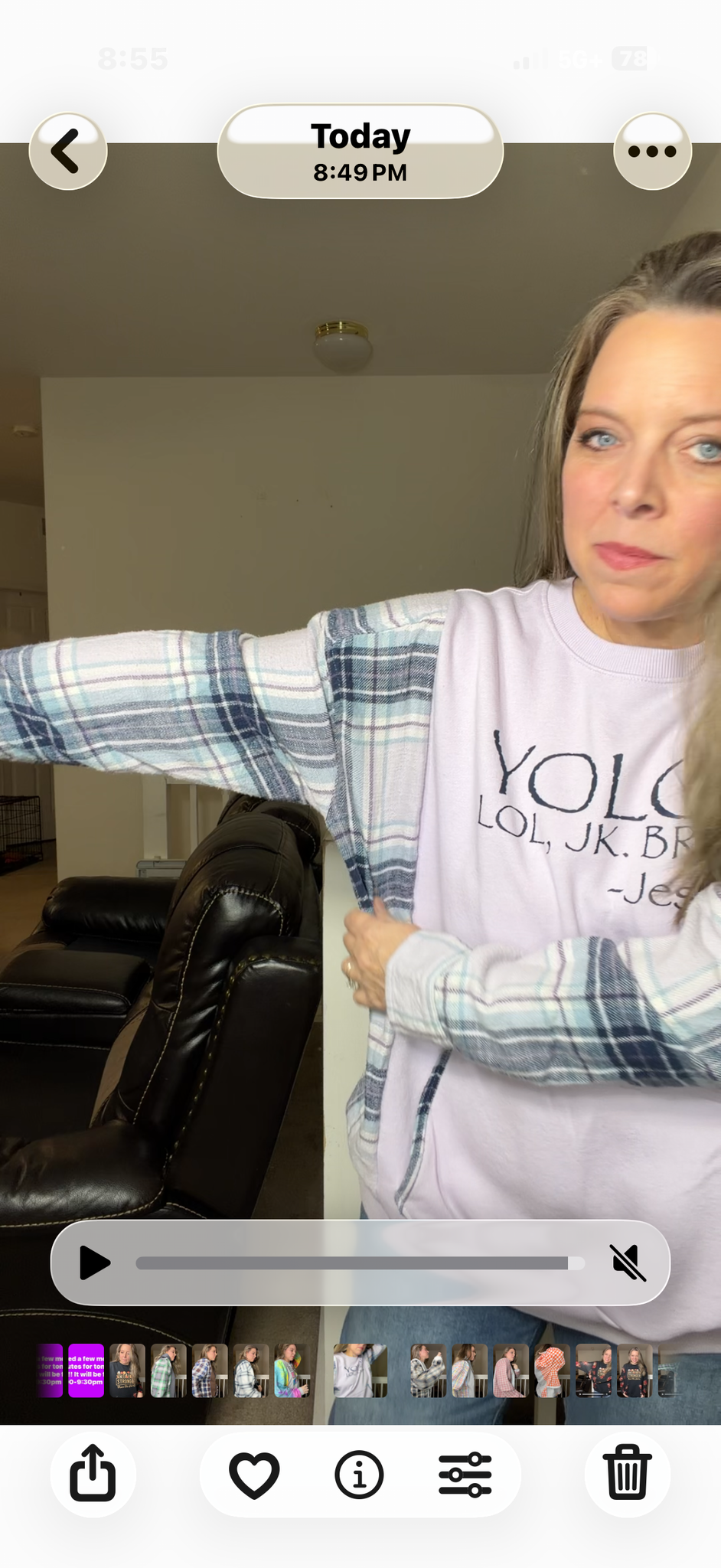 Upcycled YOLO - women's large midweight sweatshirt with flannel sleeves – sleeves more fitted