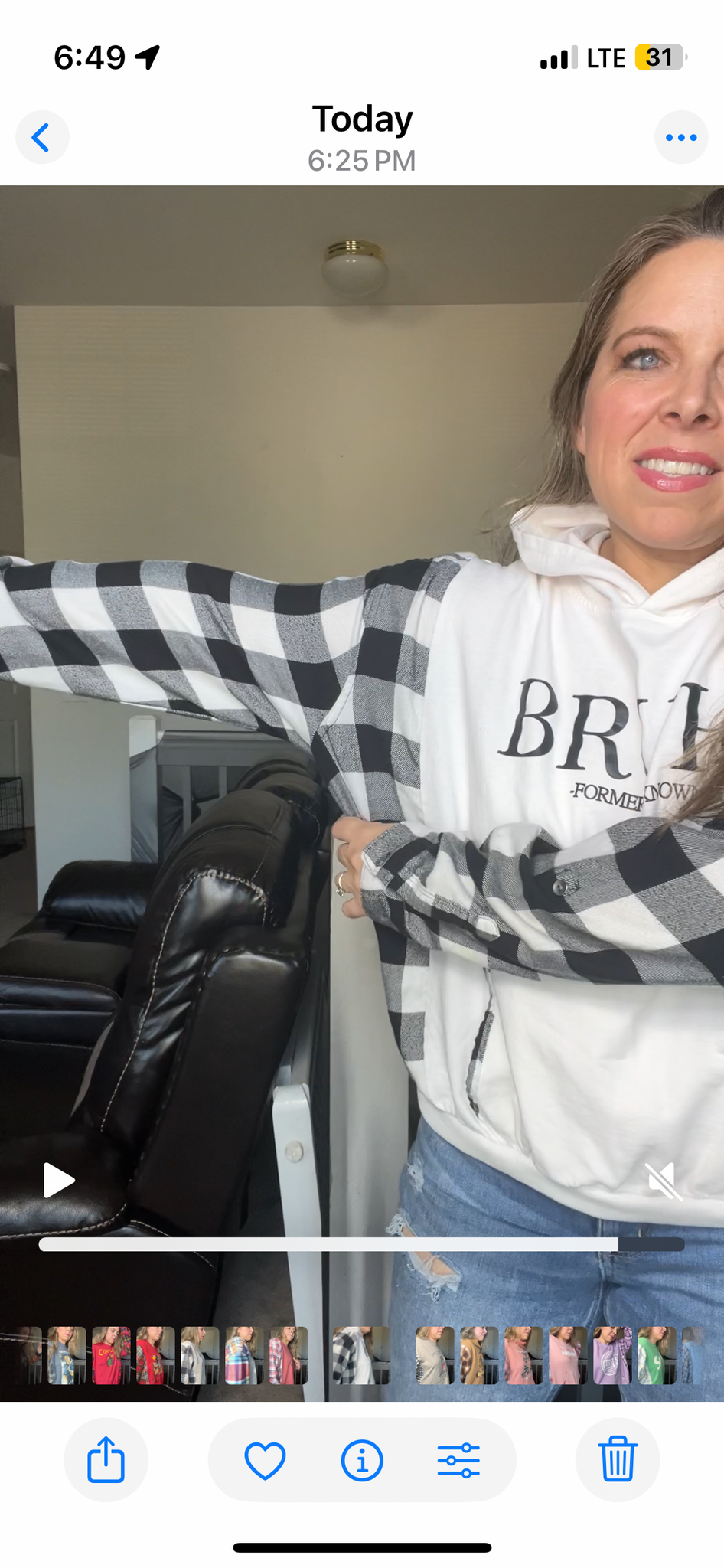 Upcycled Bruh - Women’s small – midweight sweatshirt with flannel sleeves