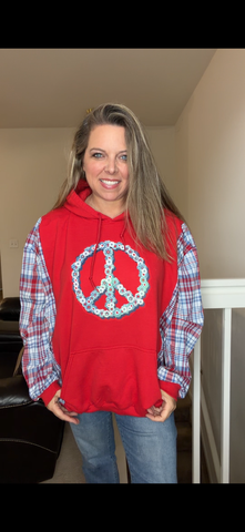 Upcycled Peace USA - women's 2X midweight sweatshirt with cotton sleeves