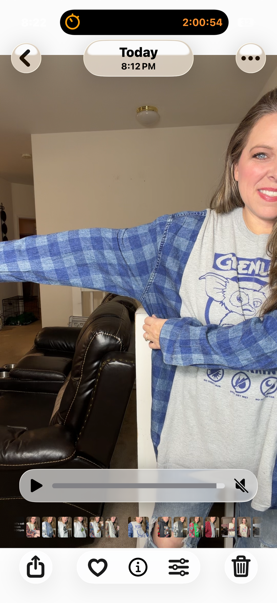 Upcycled Gremlins – women's 2X T-shirt with flannel sleeves