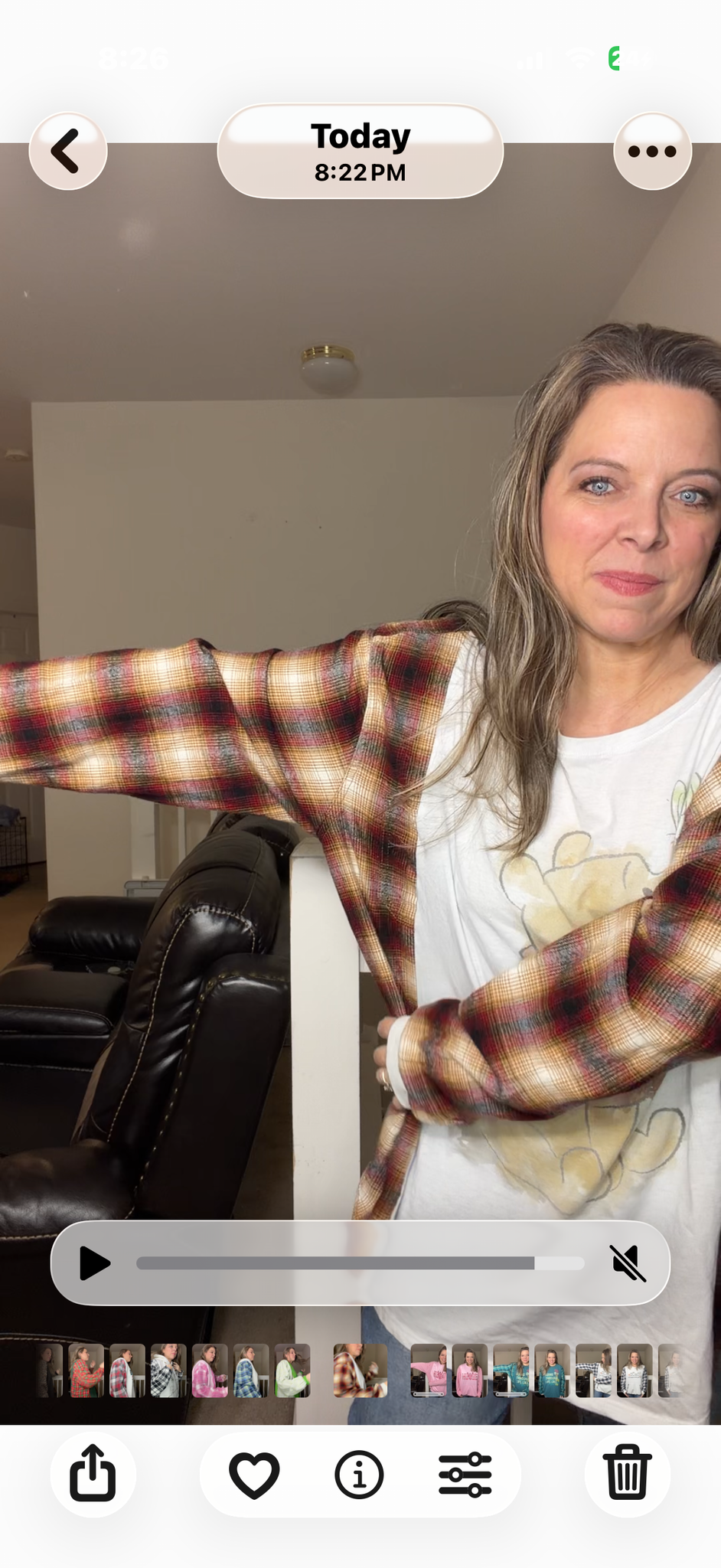 Upcycled Pooh - women's 2X/3X thin T-shirt with flannel sleeves