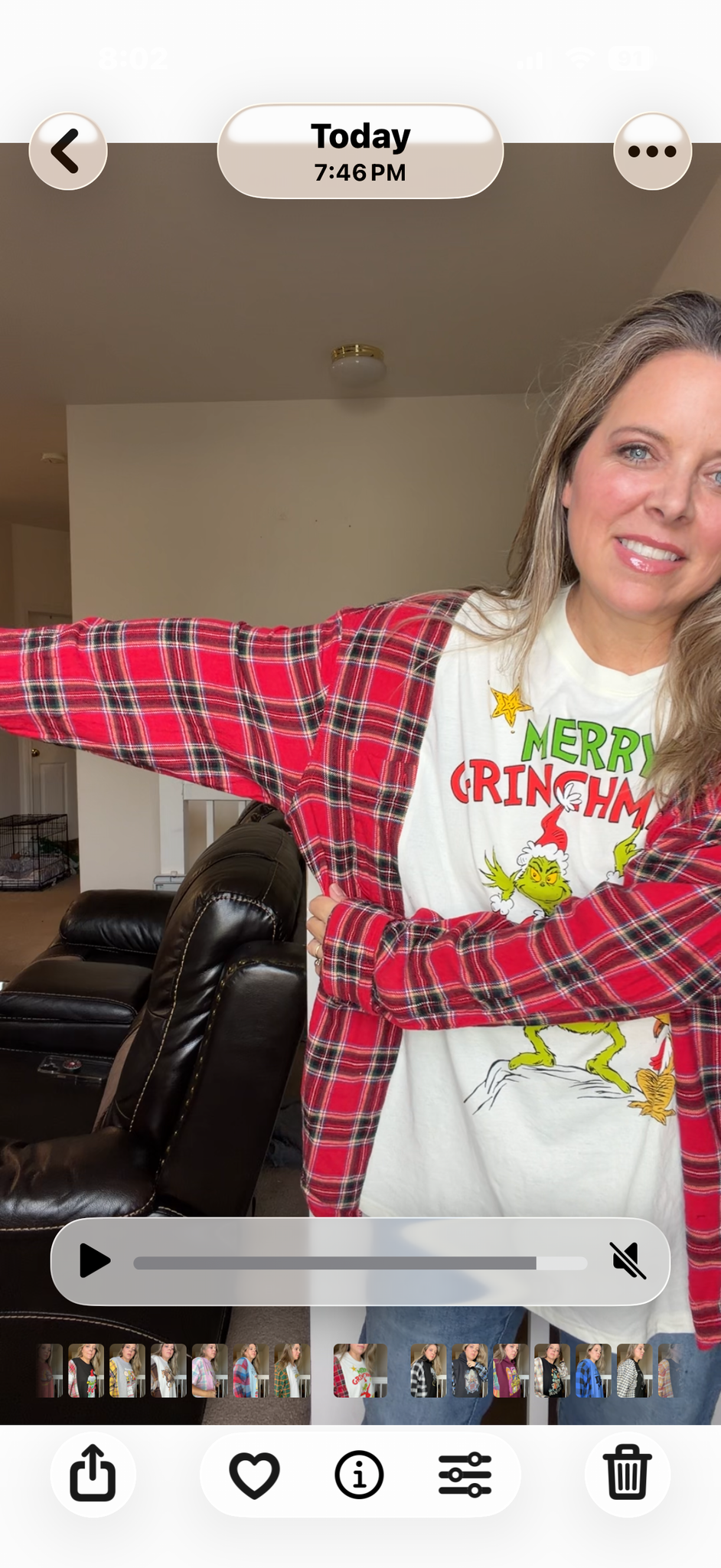 Upcycled Grinch - women's 3X T-shirt with flannel sleeves