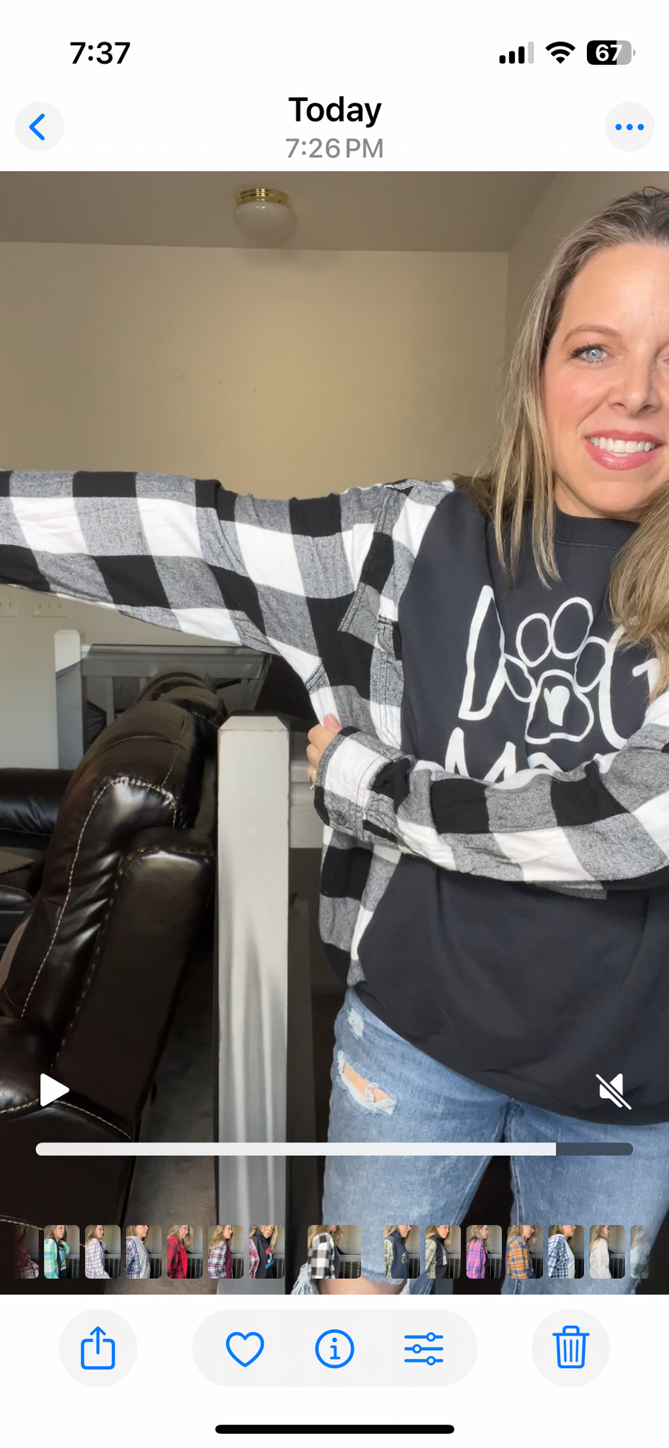 Upcycled Dog mom – women’s XL midweight sweatshirt with flannel sleeves