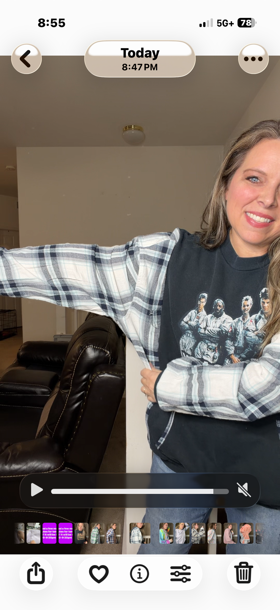 Upcycled Ghostbusters - women's 1X/2X midweight sweatshirt with flannel sleeves