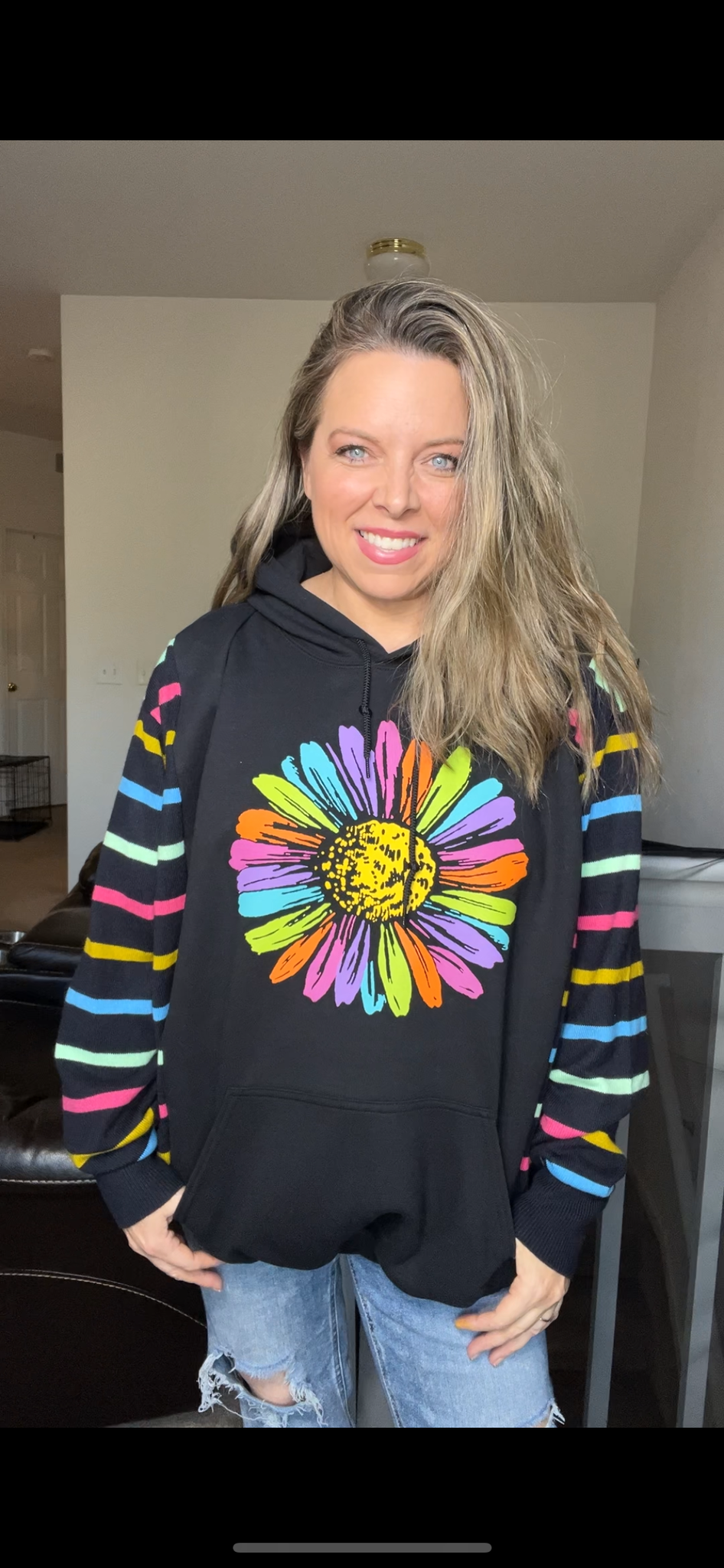 Upcycled Flower – women’s 3X midweight sweatshirt with stretchy sleeves