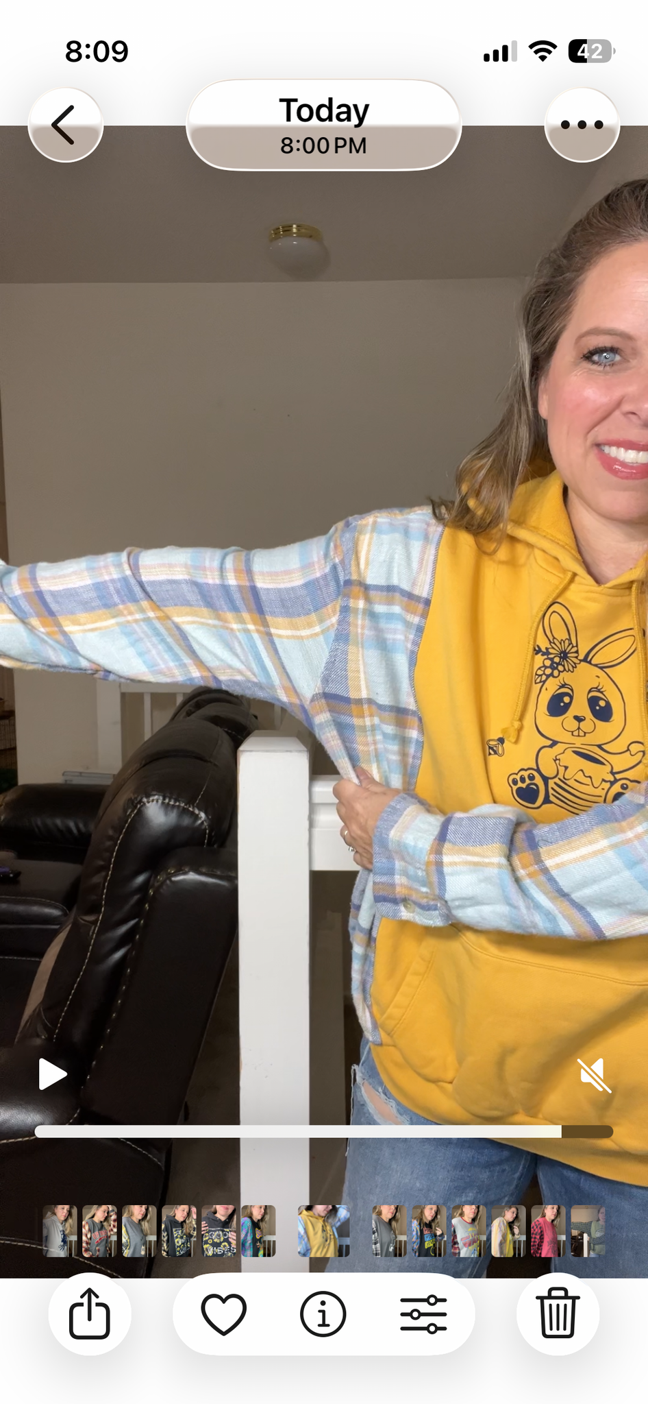 Upcycled Honey bunny – women’s XL/1X midweight sweatshirt with flannel sleeves