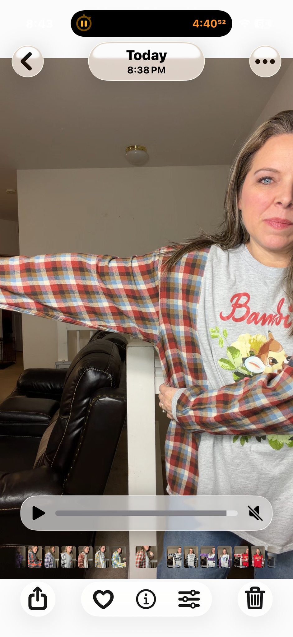 Upcycled Bambi - woman's XL/1X T-shirt with flannel sleeves