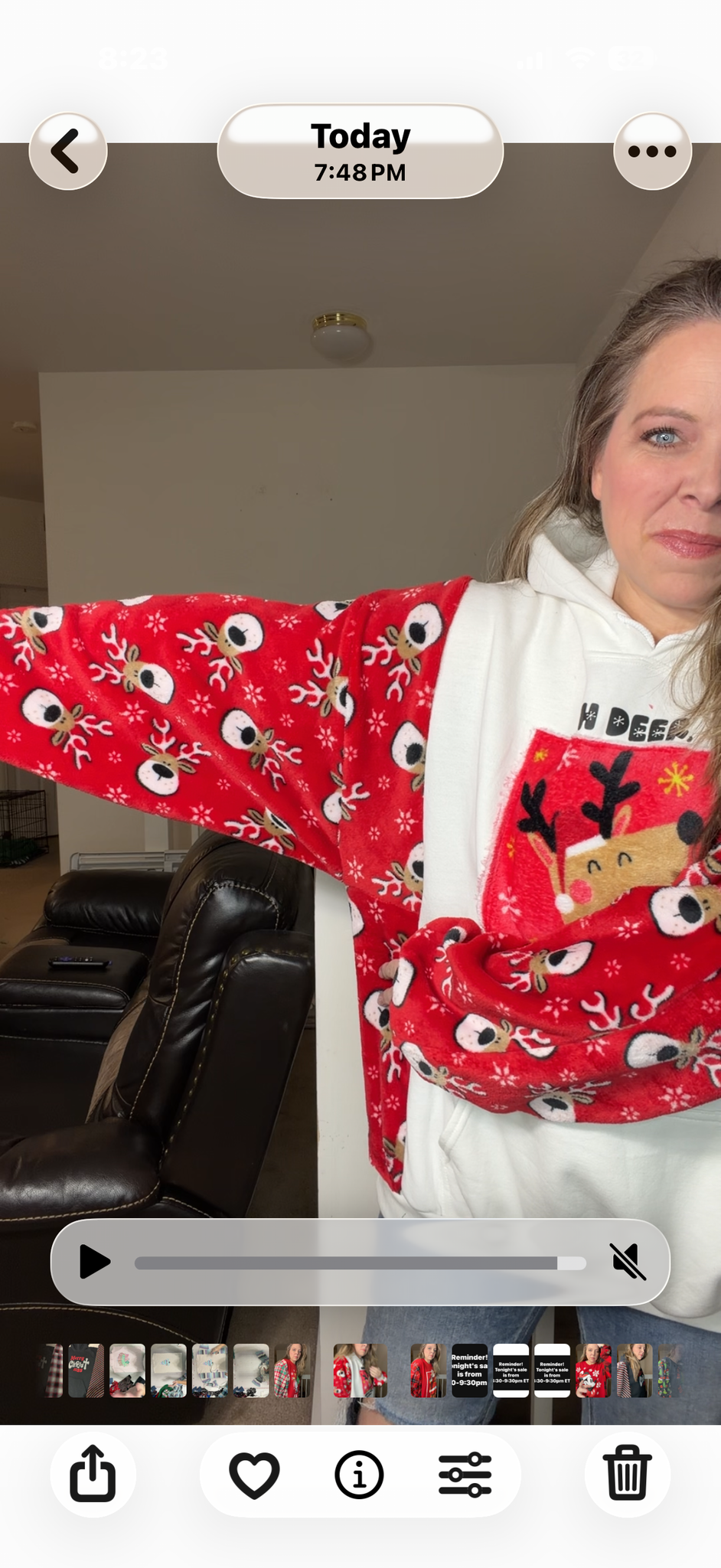 Upcycled Deer - women's 2X midweight sweatshirt with fleece sleeves