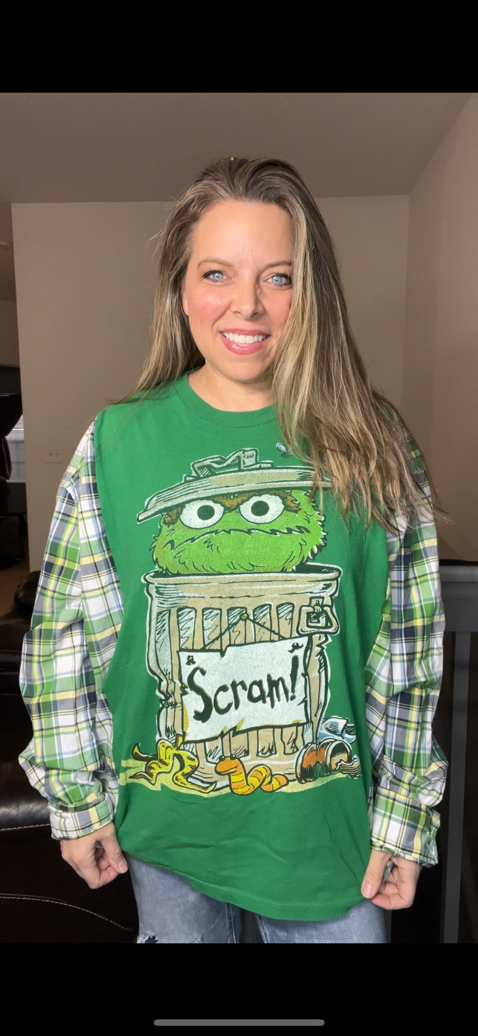 Upcycled Scram - Women’s 1X/2X T-shirt with cotton sleeves