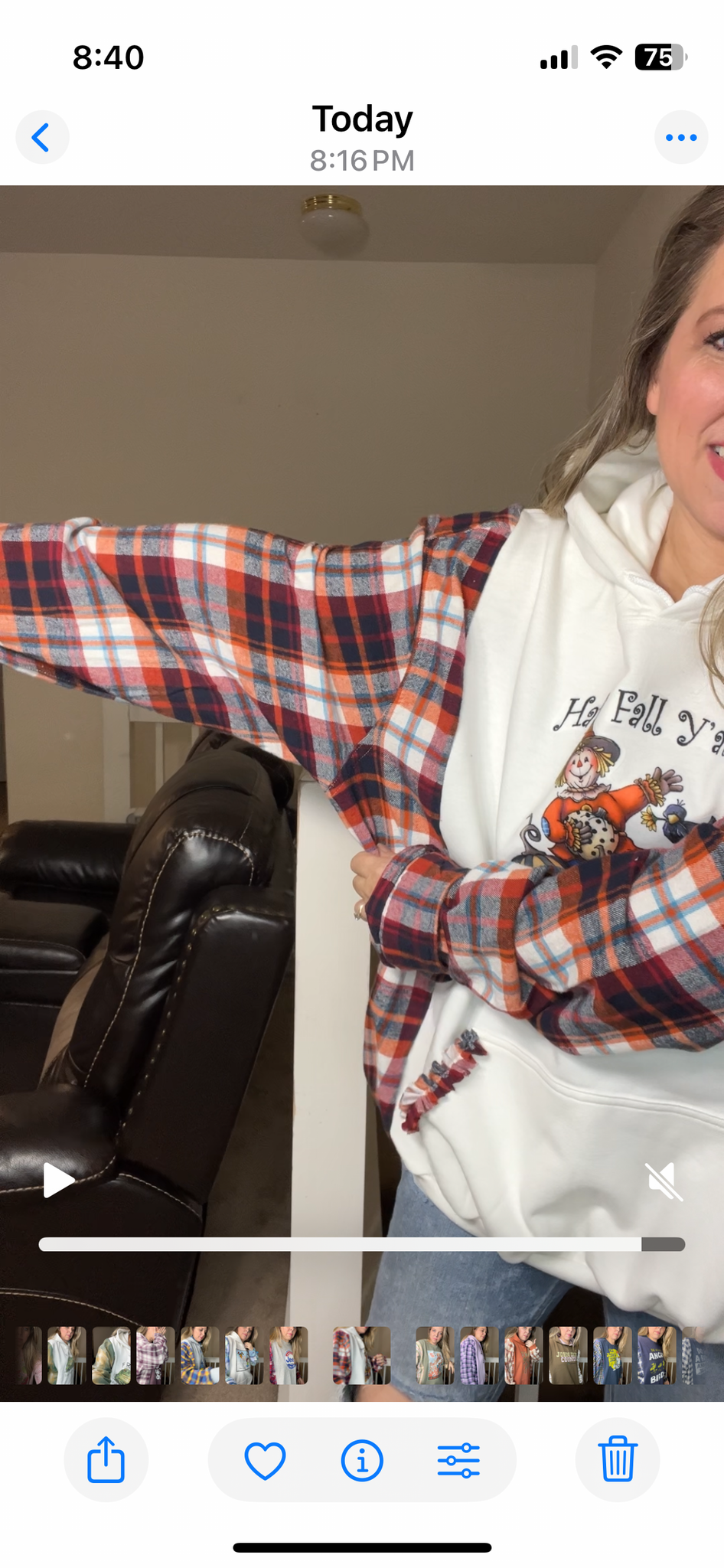 Upcycled Fall y’all – women’s 3X4X midweight sweatshirt with flannel sleeves