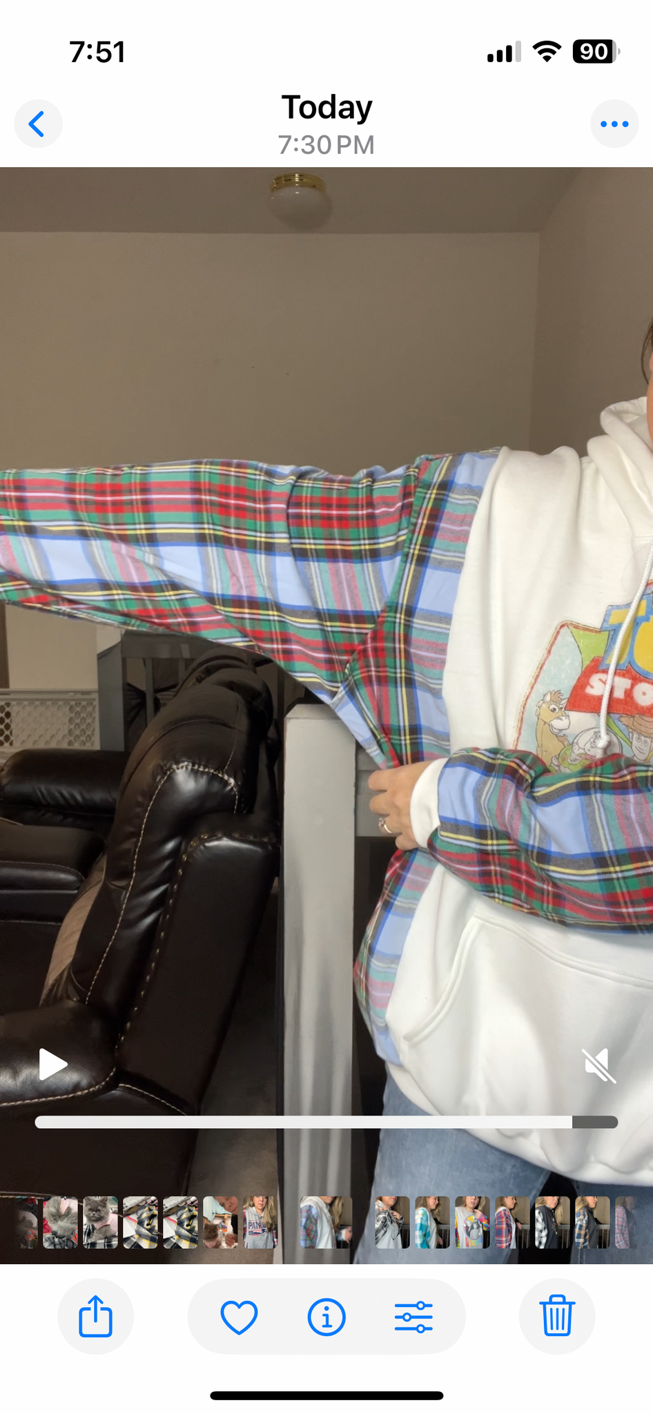 Upcycled Toy story – women’s 3X midweight sweatshirt with flannel sleeves