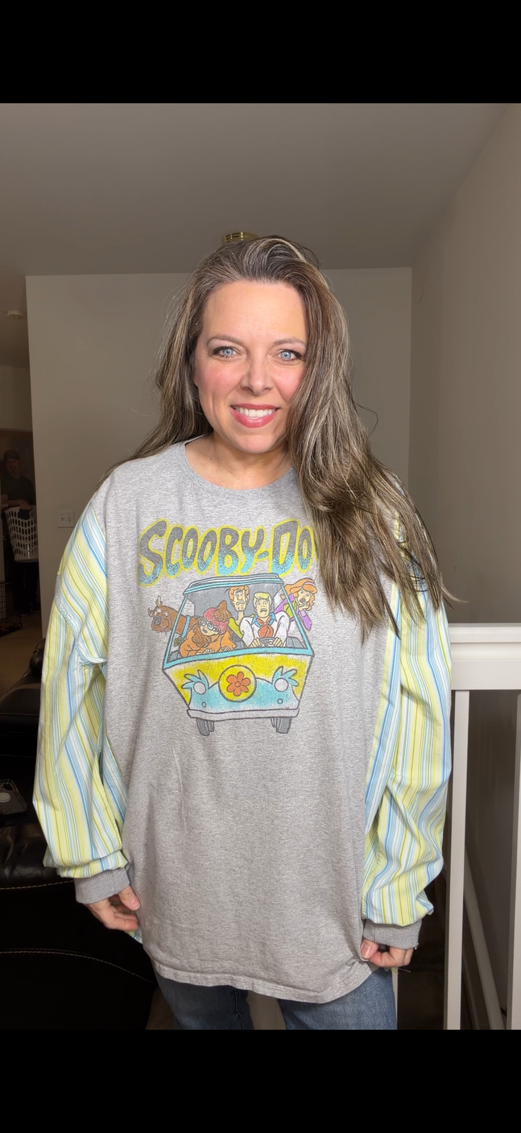 Upcycled Scooby Doo – women's 3X T-shirt with cotton sleeves