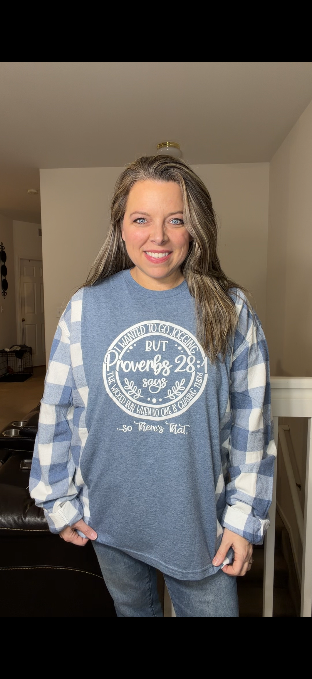 Upcycled Proverbs - women's 2X T-shirt with flannel sleeves