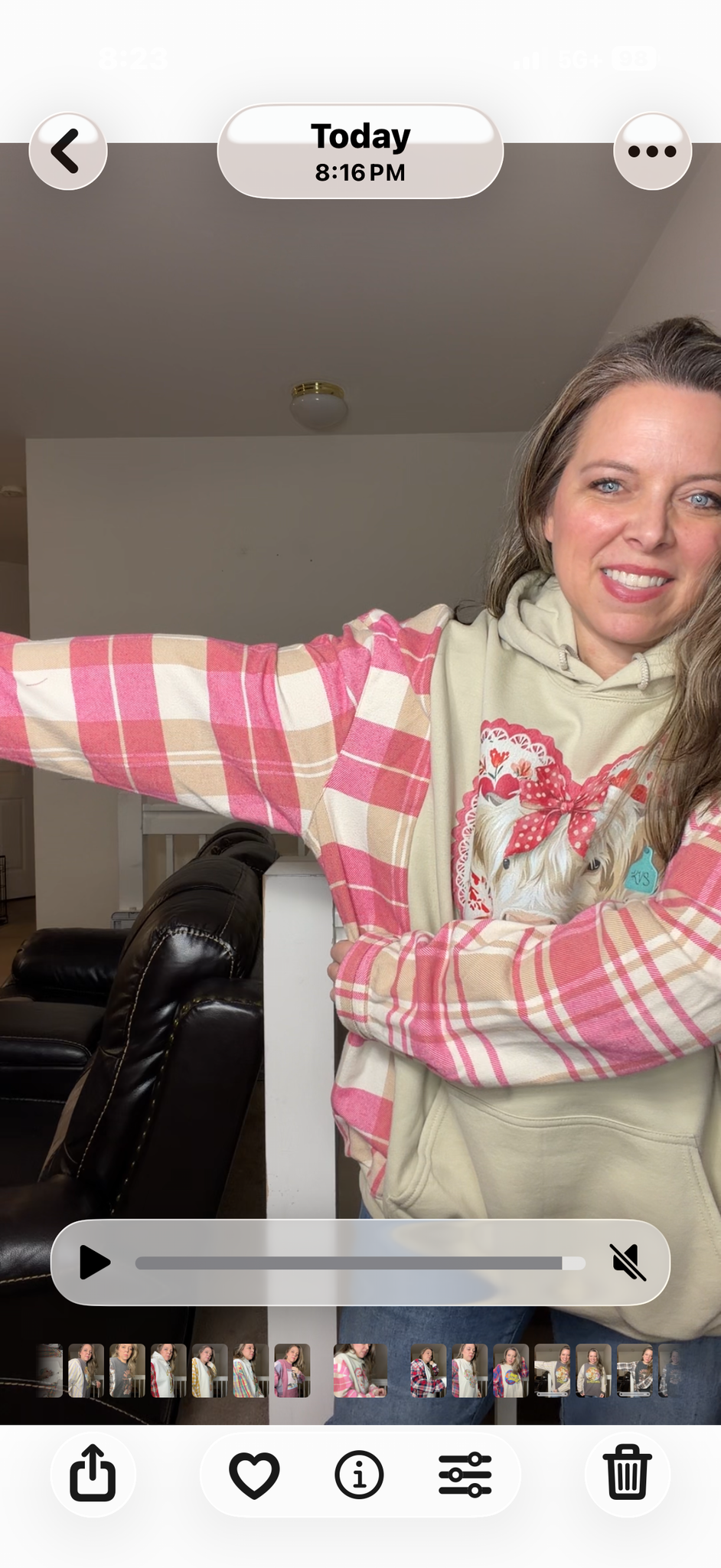 Upcycled Cow - women's 2X midweight sweatshirt with thick flannel sleeves