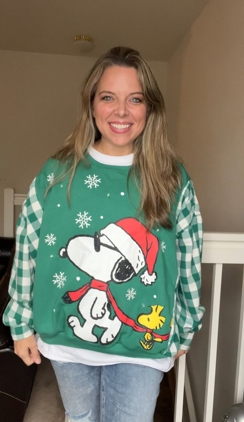 Snoopy Christmas Upcycled Sweatshirt