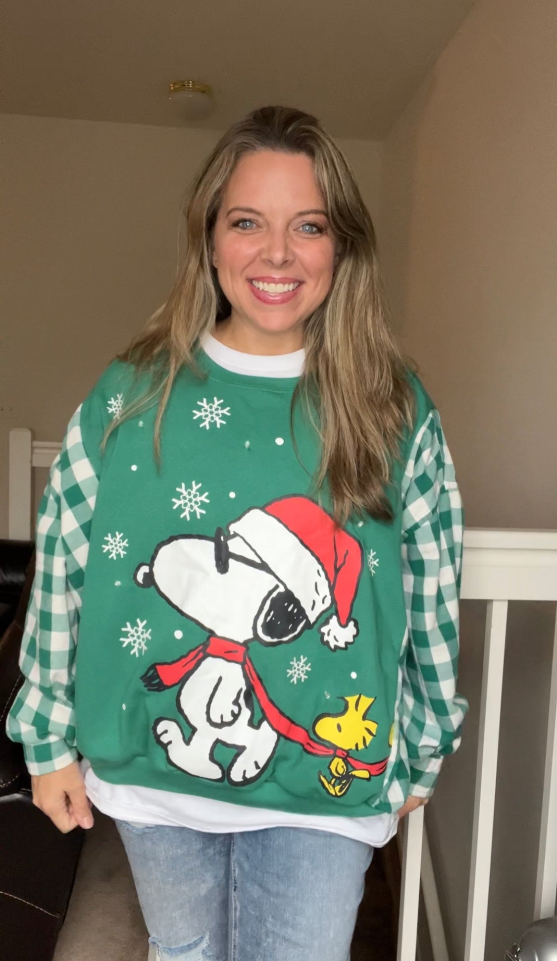 Snoopy Christmas Upcycled Sweatshirt