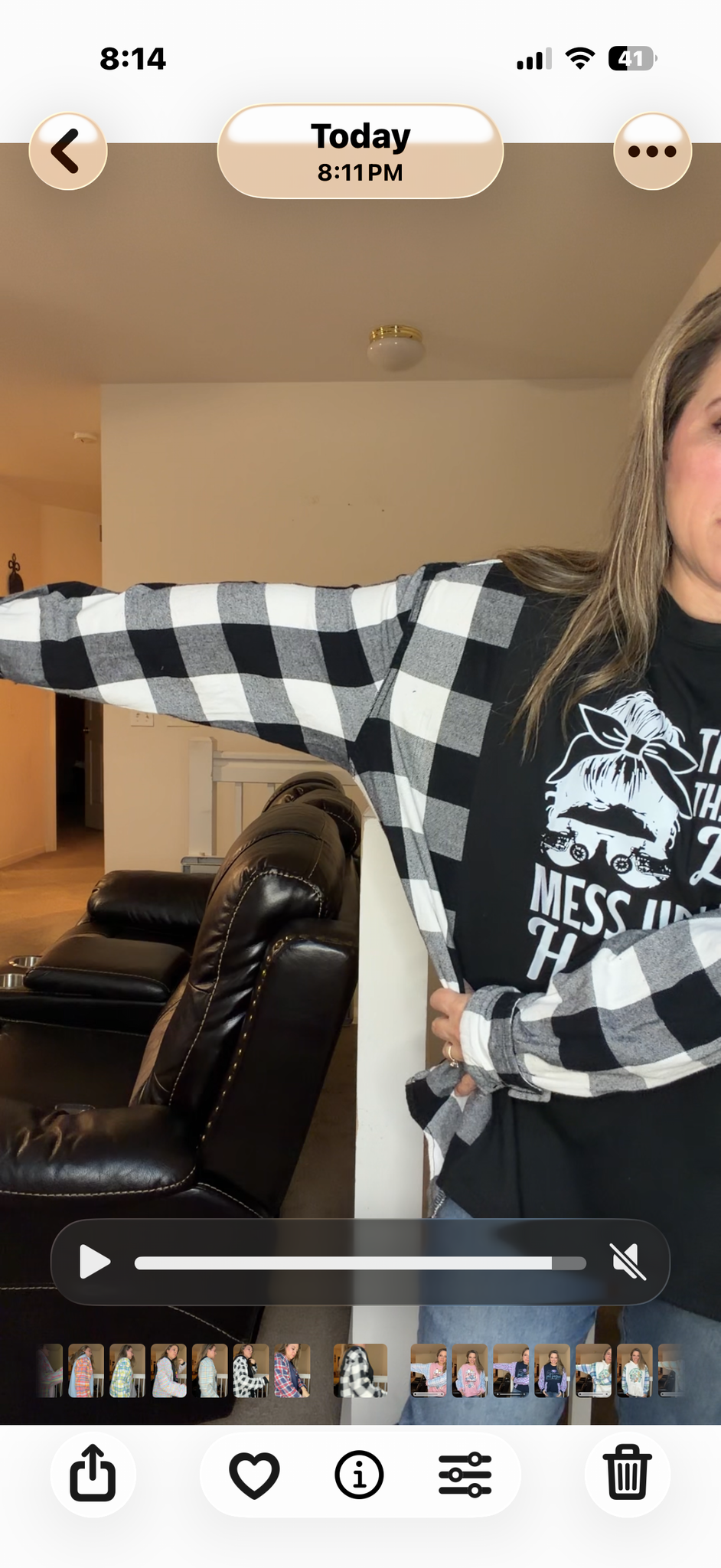 Upcycled Hair - women's medium/large T-shirt with flannel sleeves