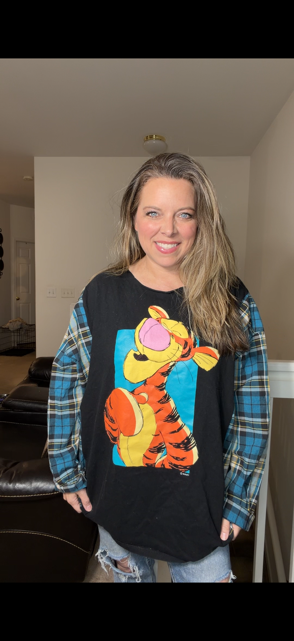 Upcycled Tigger - women’s 3X T-shirt with cotton sleeves