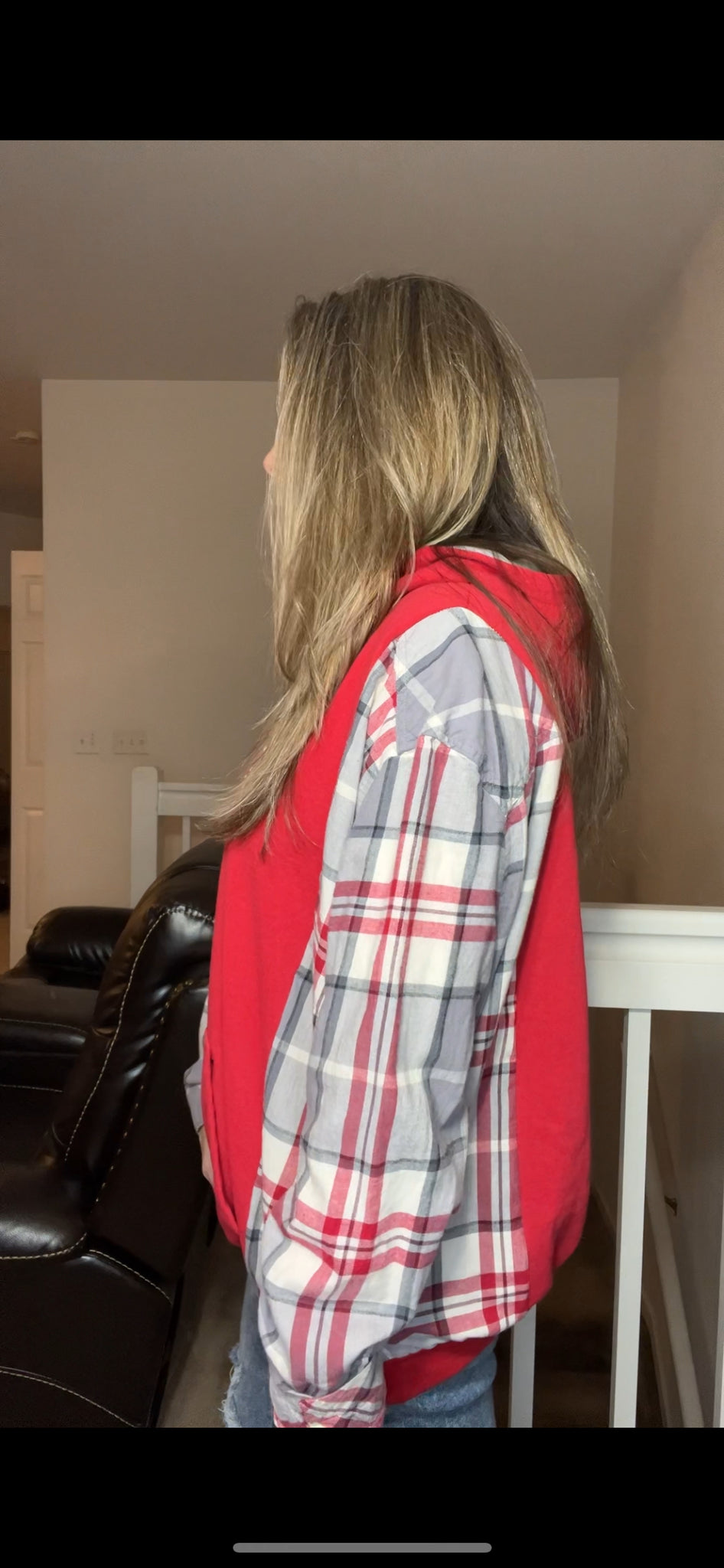 Ohio State - woman’s XL - midweight sweatshirt with flannel sleeves ￼