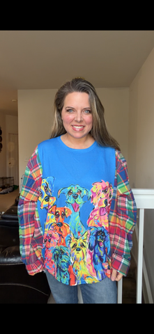Upcycled Dogs - women's 2X T-shirt with cotton sleeves