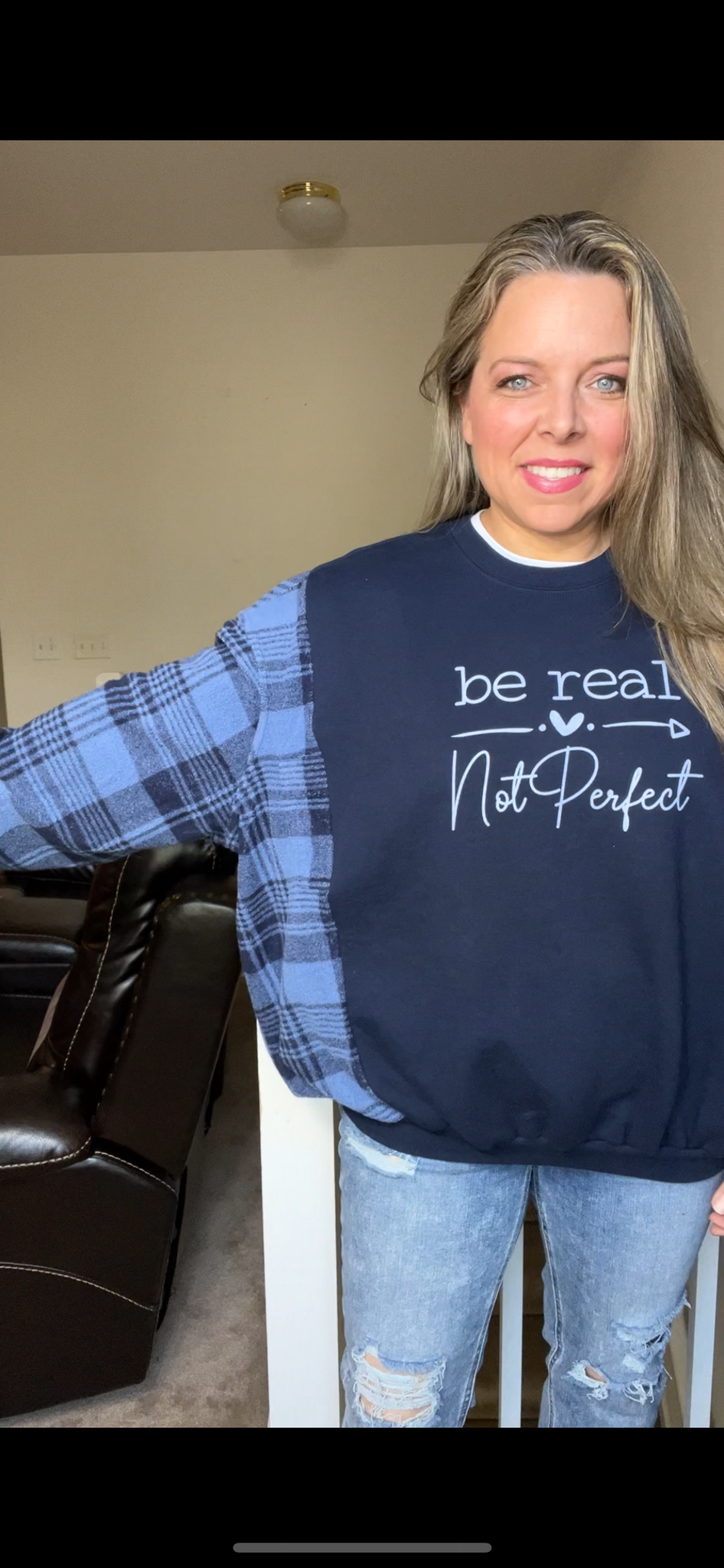 Upcycled Not Perfect – woman’s L/XL midweight sweatshirt with stretch fleece sleeves￼