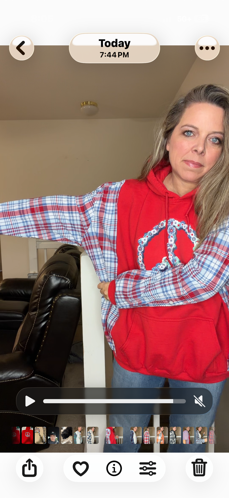 Upcycled Peace USA - women's 2X midweight sweatshirt with cotton sleeves