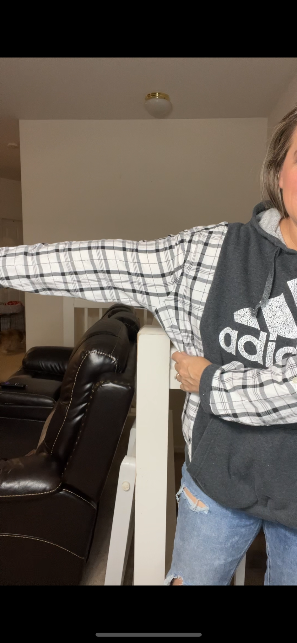 Upcycled Adidas – women’s XL/1X midweight sweatshirt with thin flannel sleeves