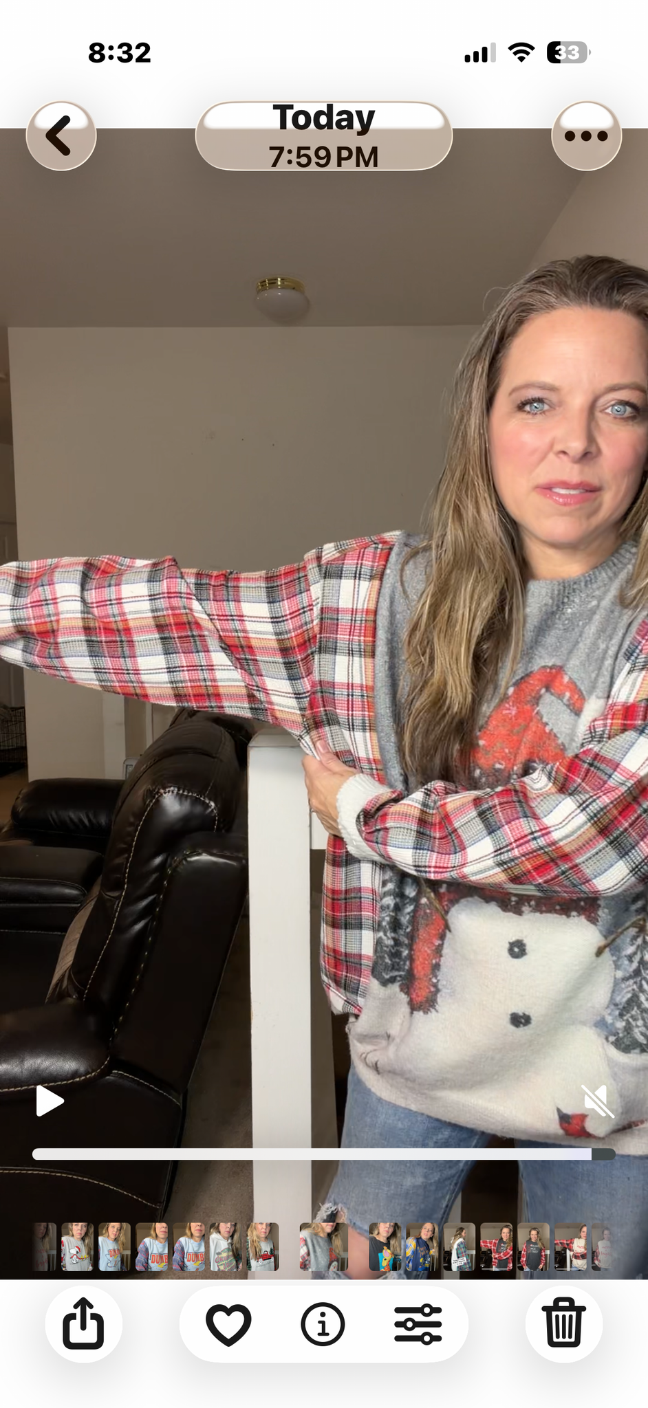 Upcycled Snowman - women’s 2X soft sweater with flannel sleeves