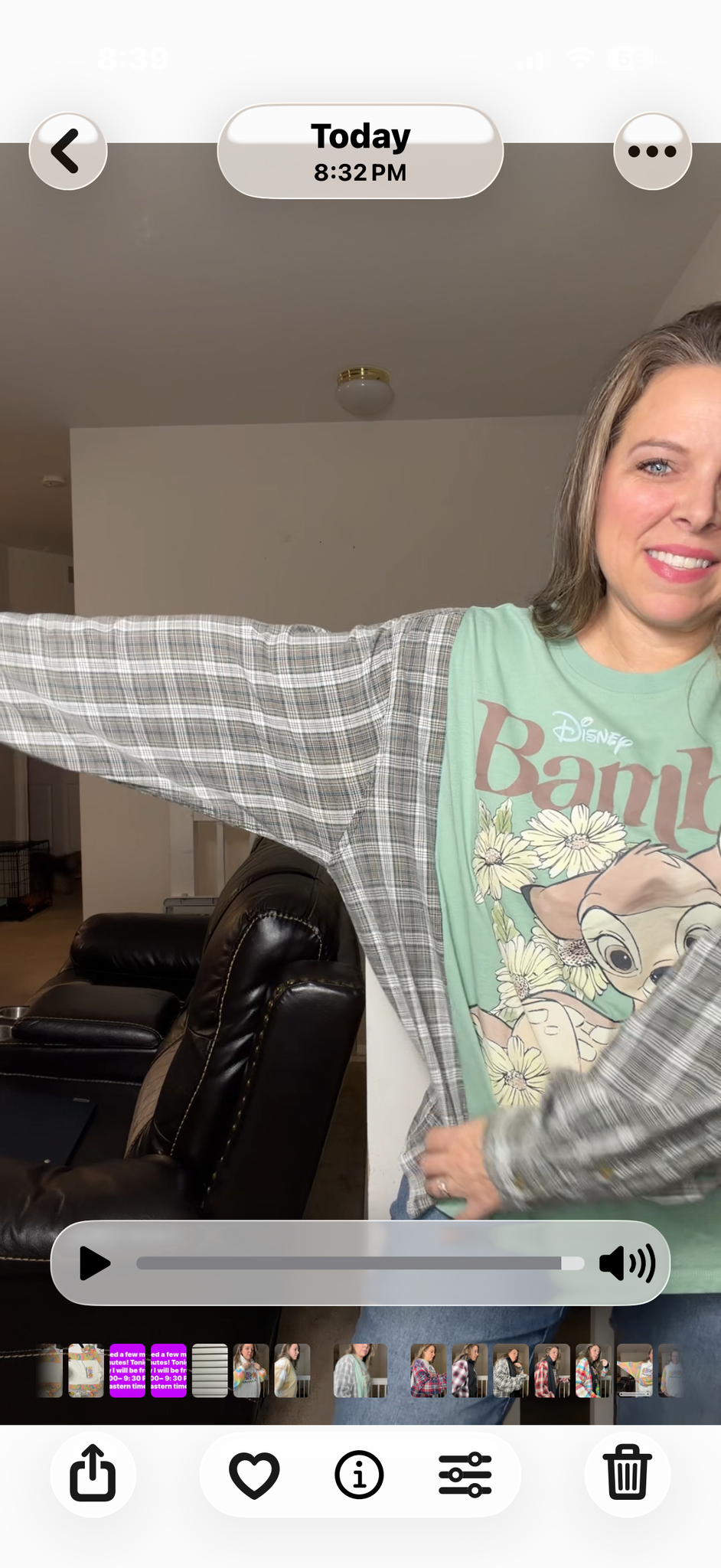 Upcycled Bambi - women's 1X T-shirt with flannel sleeves