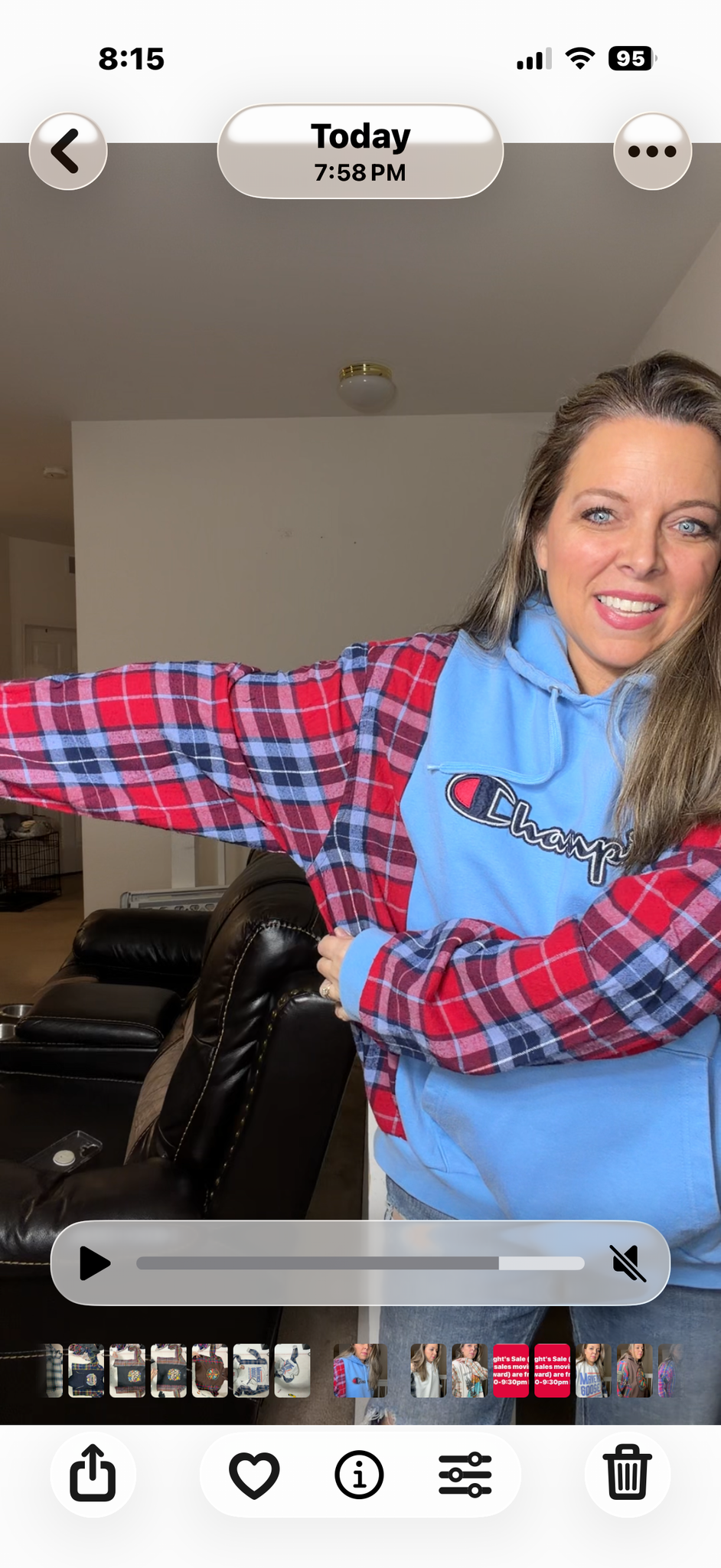 Upcycled champion – women's 1X/2X midweight sweatshirt with flannel sleeves