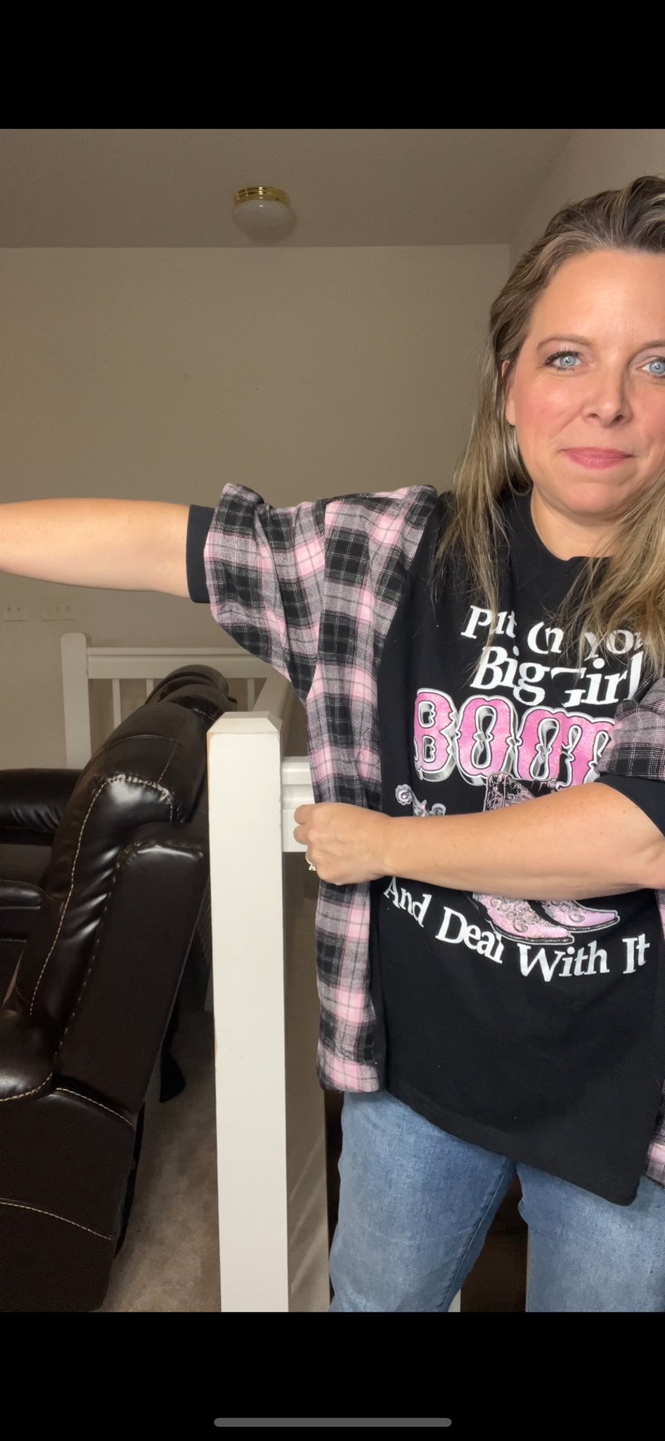 Upcycled Boots – women’s XL T-shirt with short flannel sleeves