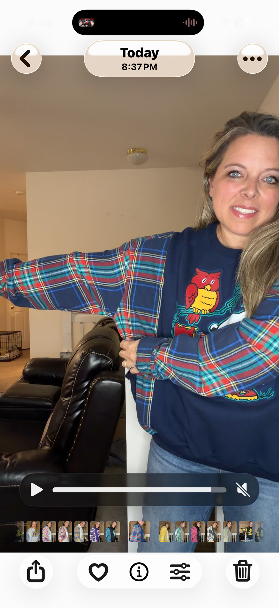 Upcycled Snoopy Camp - women's large/XL midweight sweatshirt with flannel sleeves