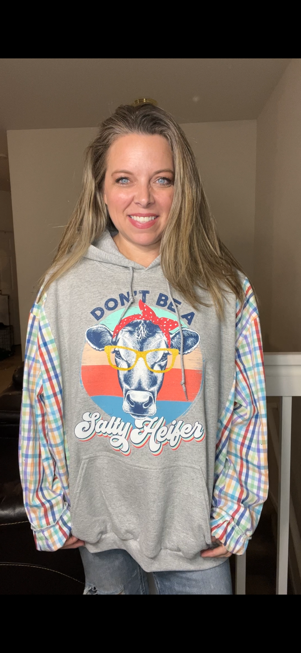 Upcycled Heifer – women’s 4X midweight sweatshirt with cotton sleeves￼