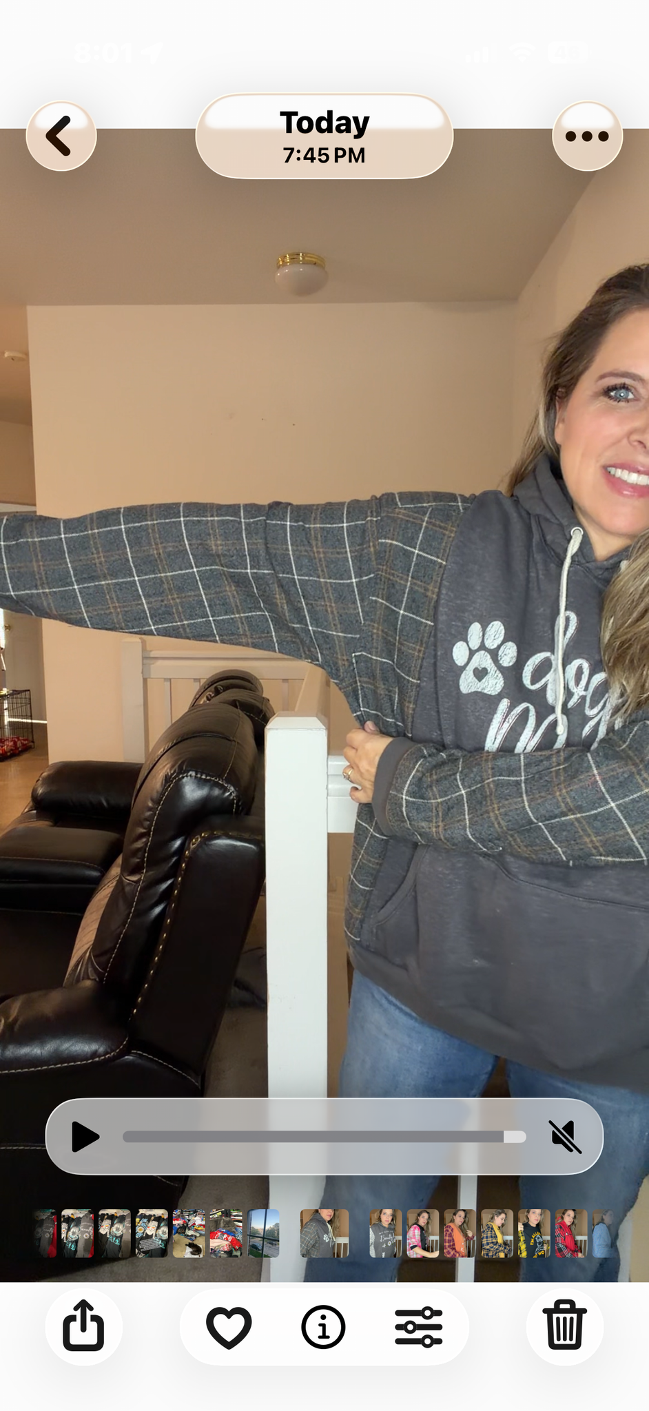 Upcycled Dog Mom - women's large/XL midweight sweatshirt with flannel sleeves