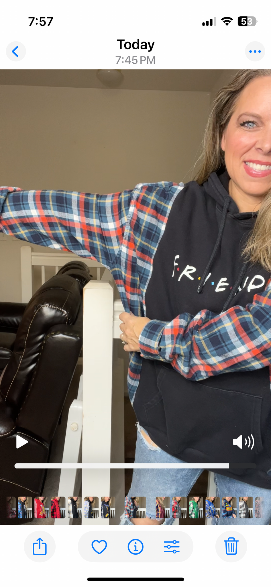 Upcycled Friends - woman's 3X midweight sweatshirt with flannel sleeves
