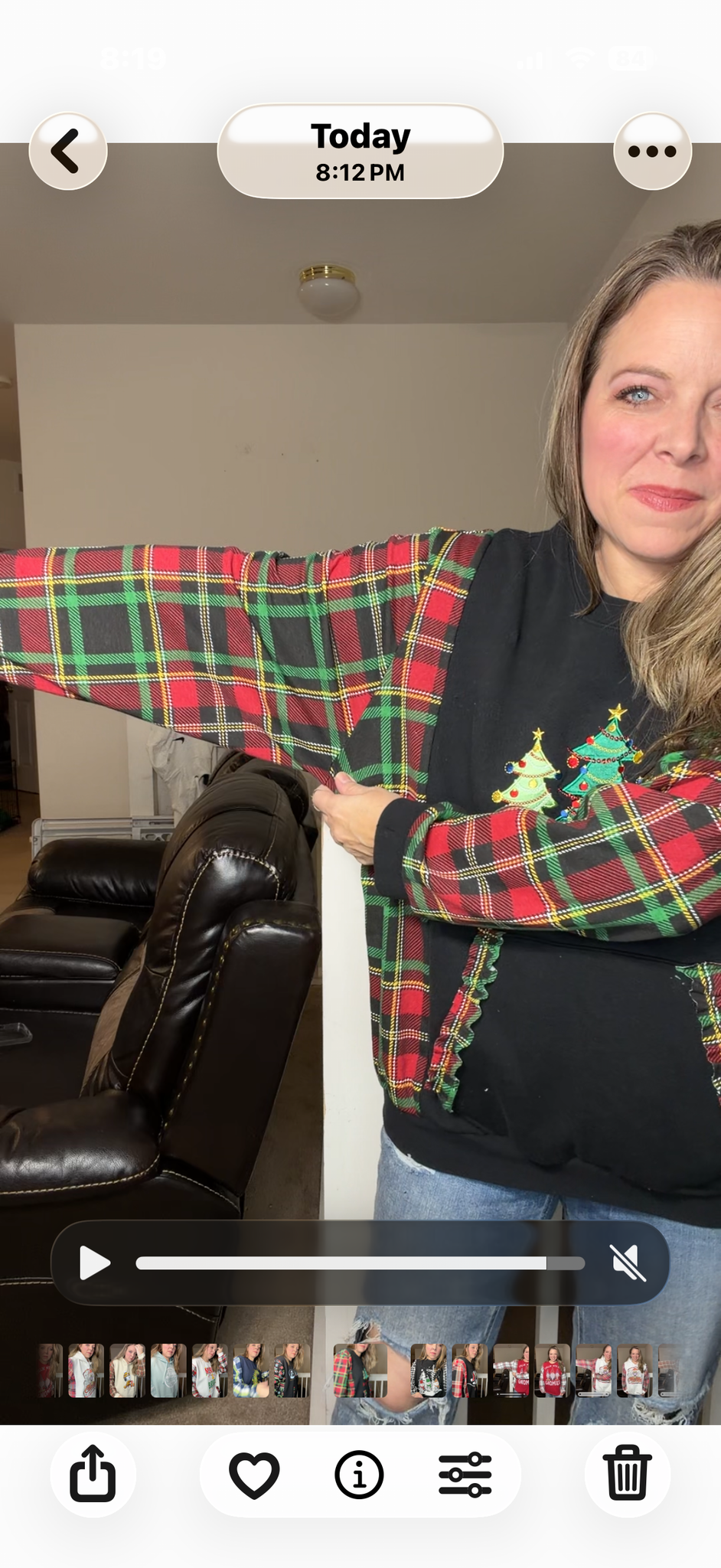 Upcycled Sparkle Trees – women's large midweight sweatshirt with stretch sleeves ￼