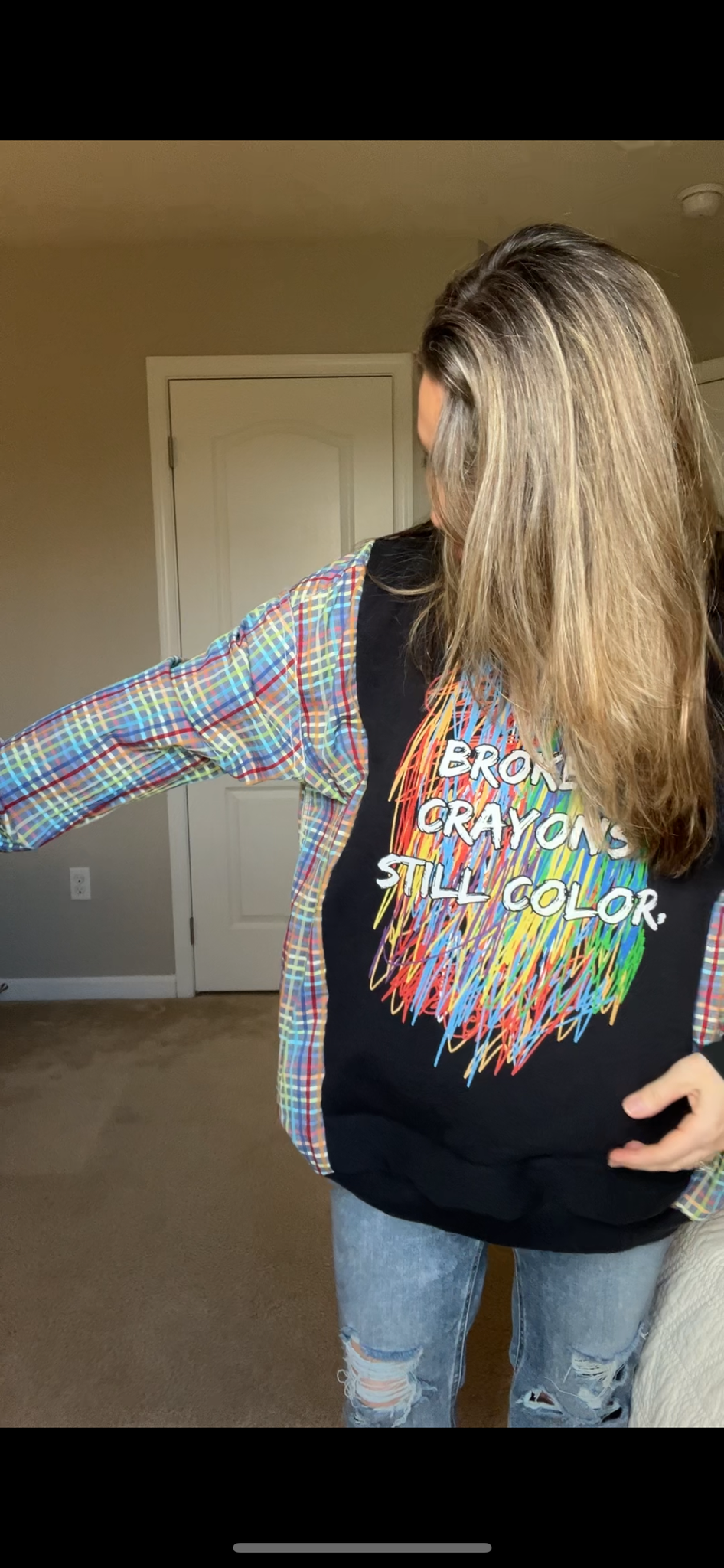 Upcycled Crayons – women’s XL/1X – midweight sweatshirt with soft cotton sleeves