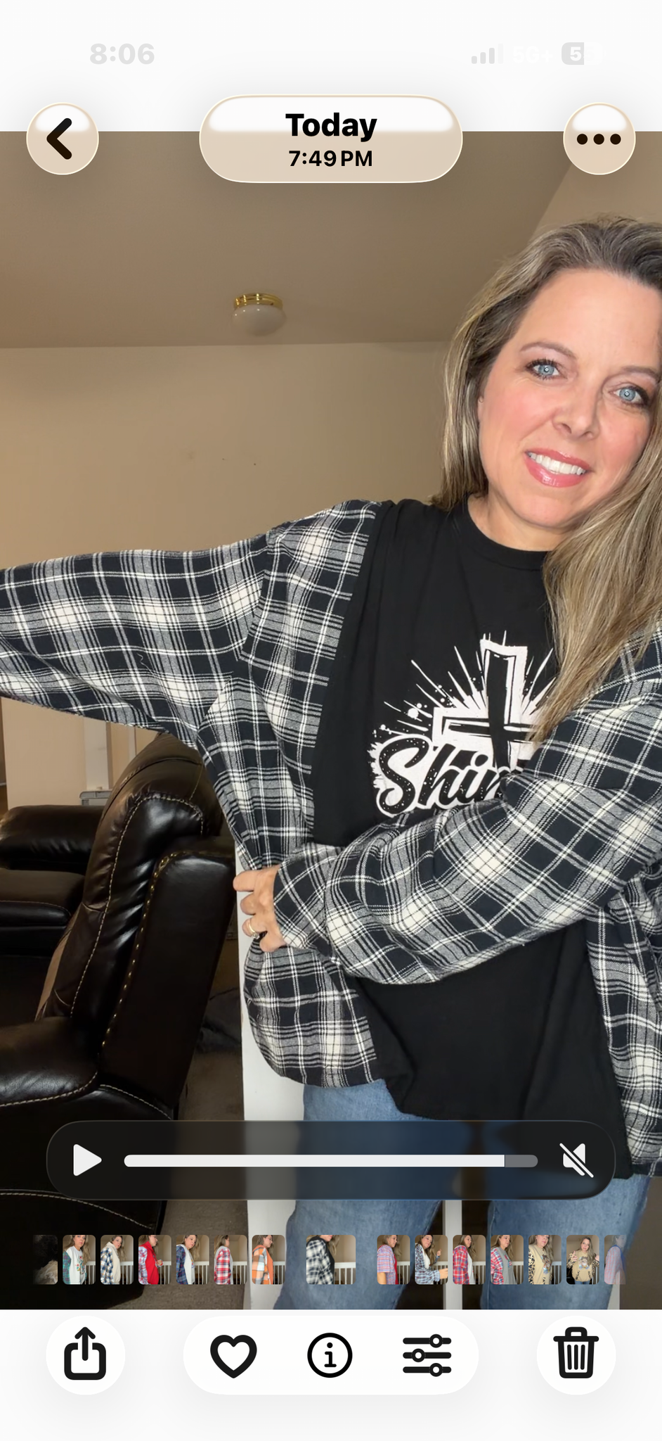 Upcycled Shine On - women's 2X T-shirt with flannel sleeves