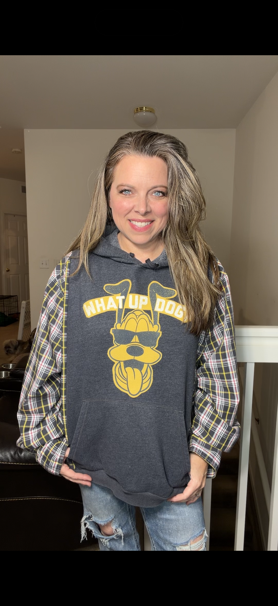 Upcycled Pluto – women's 2X midweight sweatshirt with cotton sleeves ￼