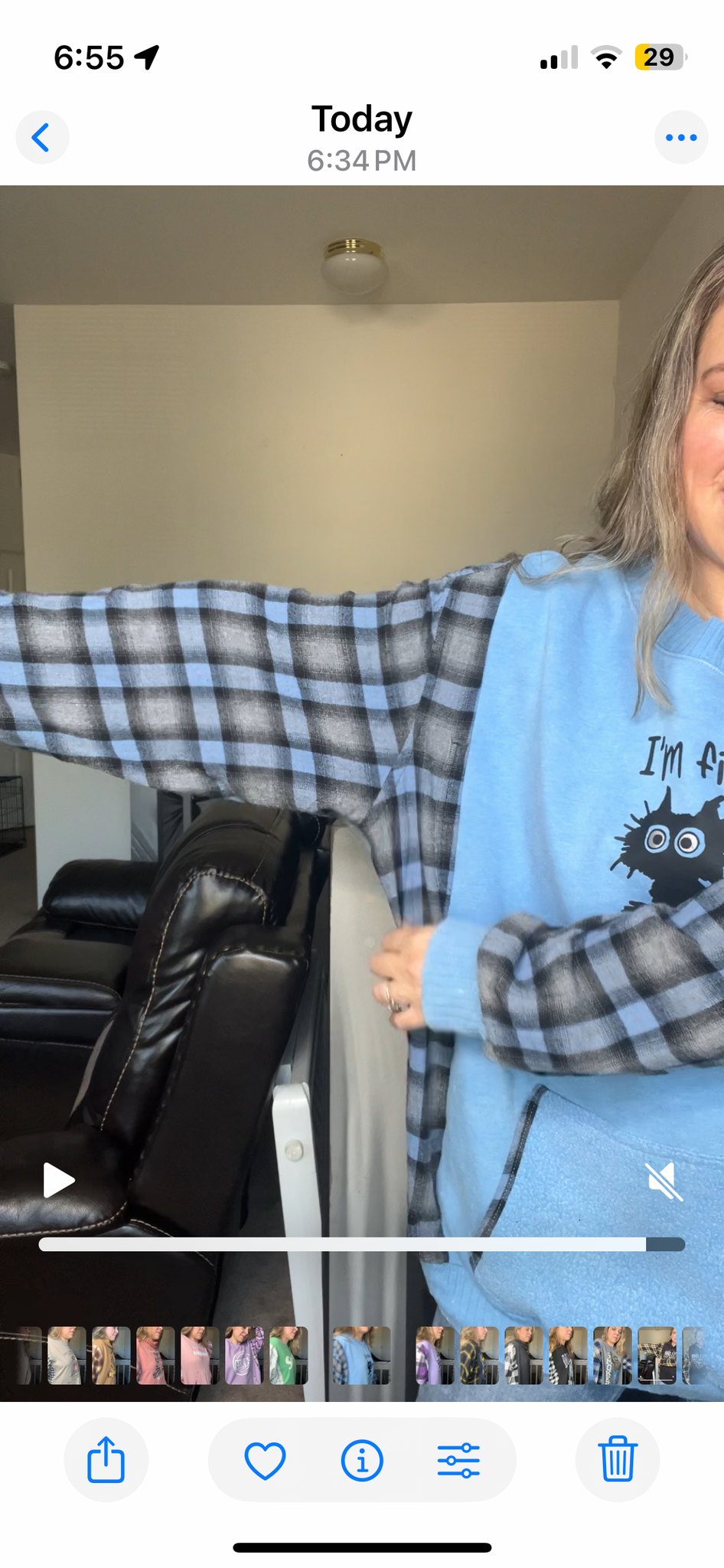 Upcycled I’m fine – women’s 4X/5X midweight sweatshirt with flannel sleeves