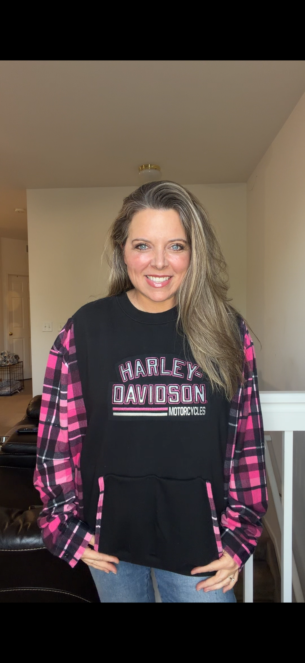 Upcycled Harley - women's XL/1X midweight sweatshirt with stretch sleeves