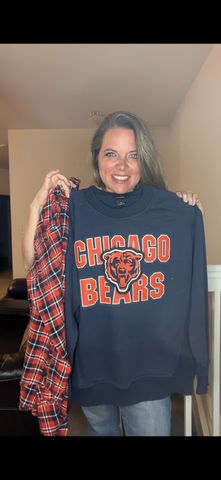 Upcycled Bears - pick size between XS – 3X midweight Sweatshirt with flannel sleeves