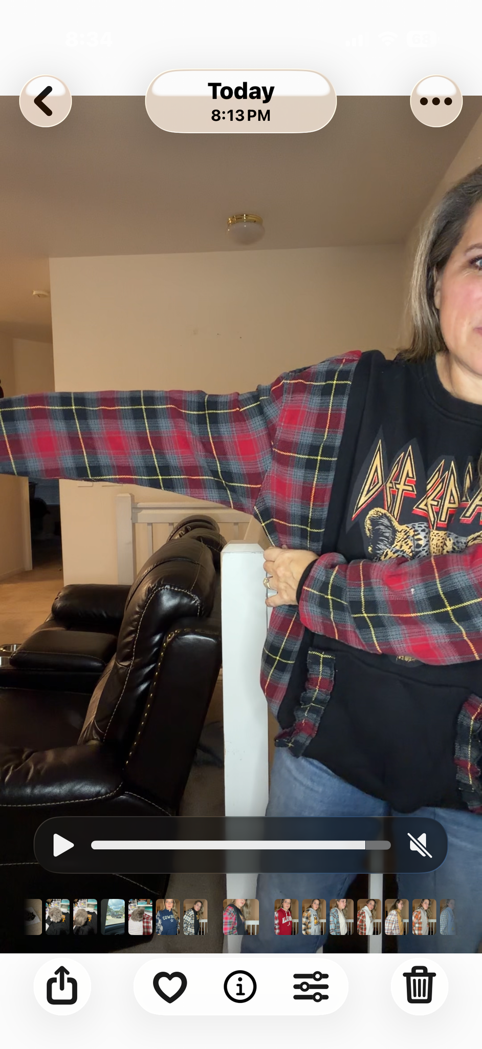 Upcycled Def Leppard - women's 1X midweight sweatshirt with thick flannel sleeves