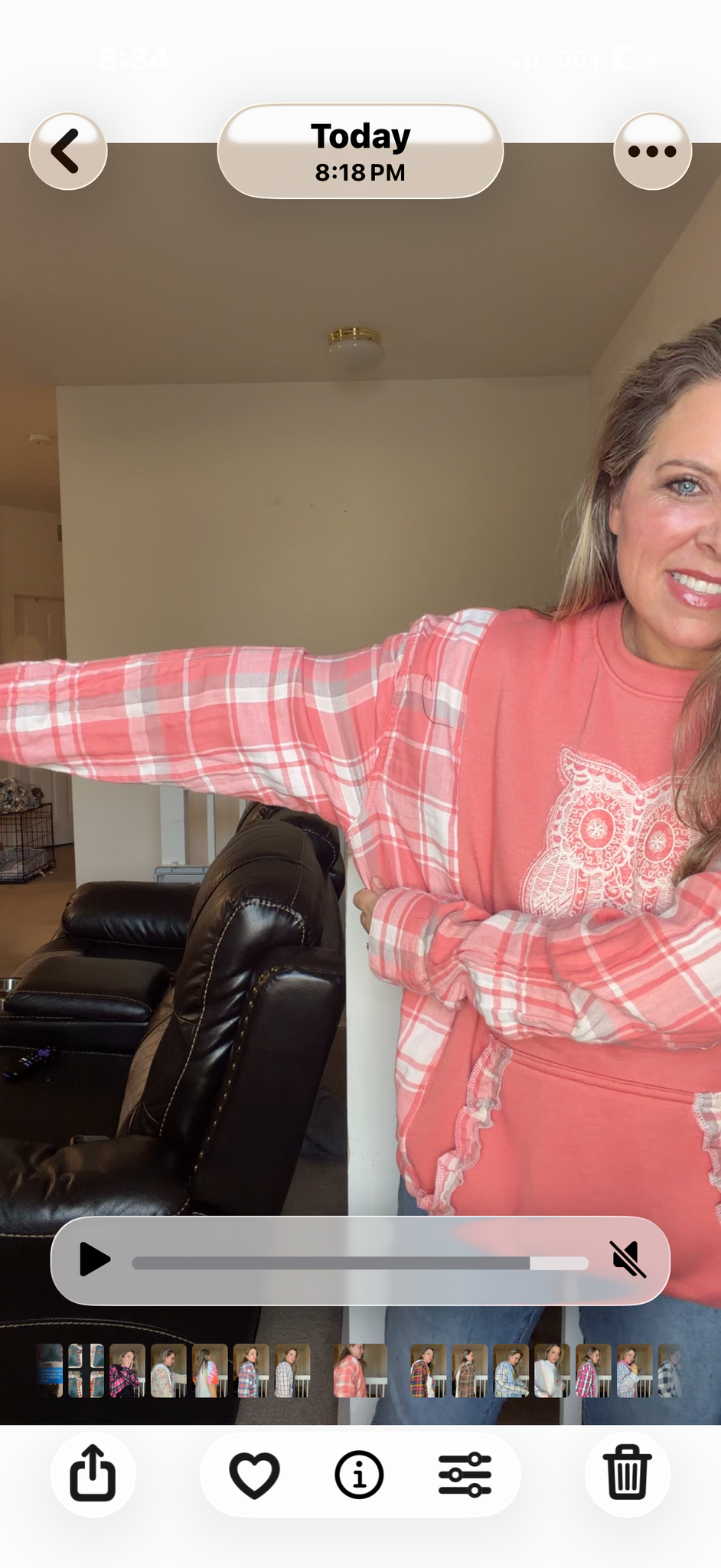 Upcycled Owl - women's 1X midweight sweatshirt with flannel sleeves