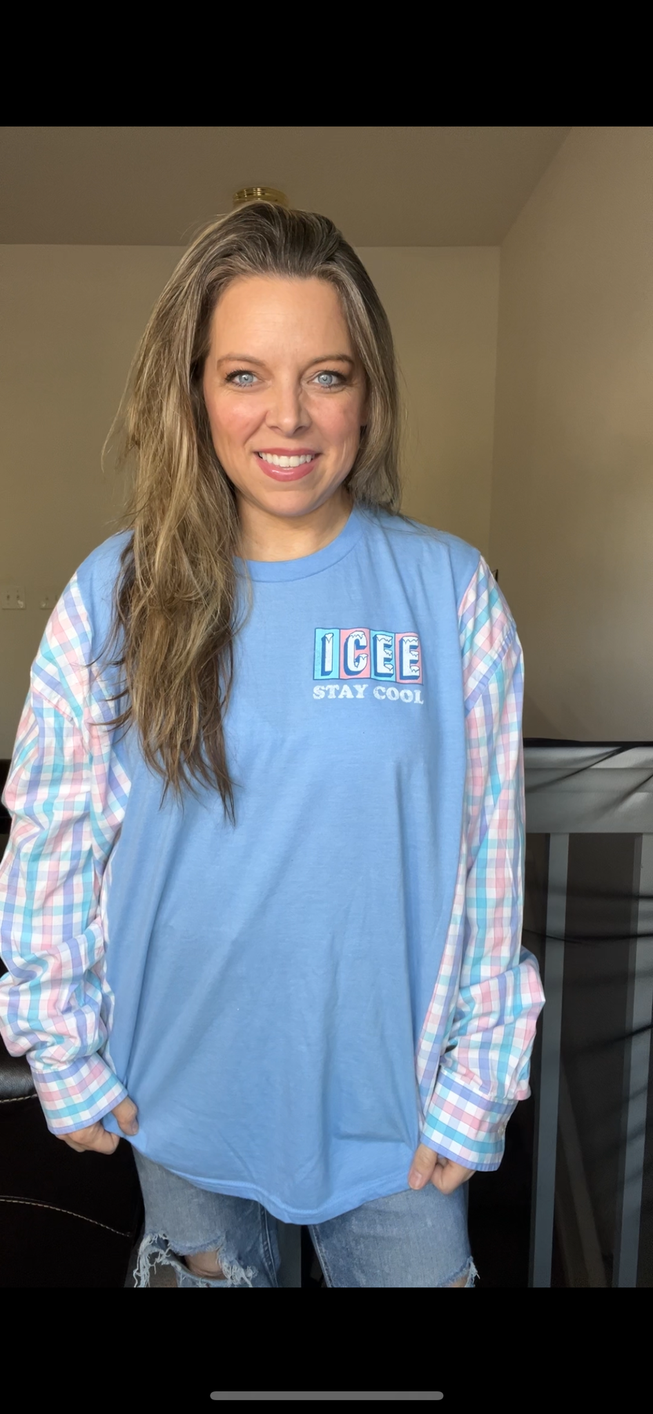 Upcycled ￼Icee - woman’s 2X T-shirt with a cotton sleeves￼
