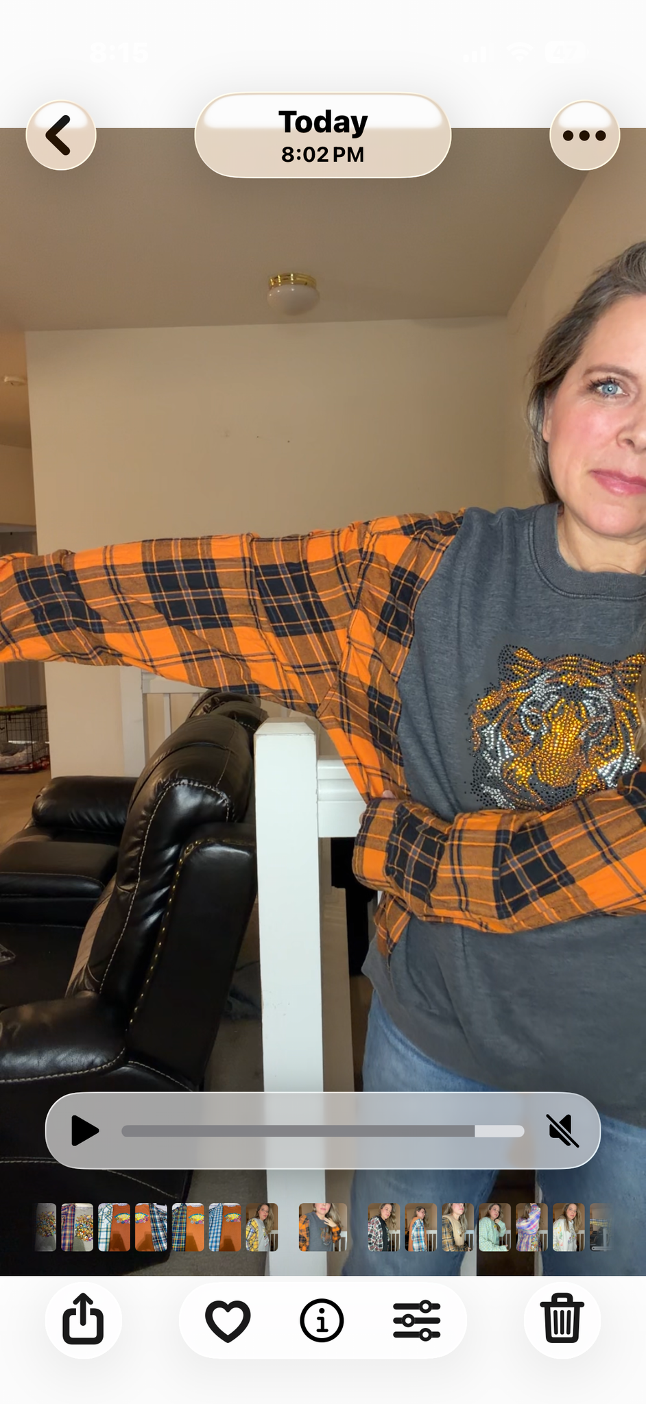 Upcycled Tiger - women's 1X midweight sweatshirt with flannel sleeves ￼