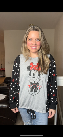 Upcycled Minnie mouse – women’s XL/1X T-shirt with stretch jersey sleeves￼