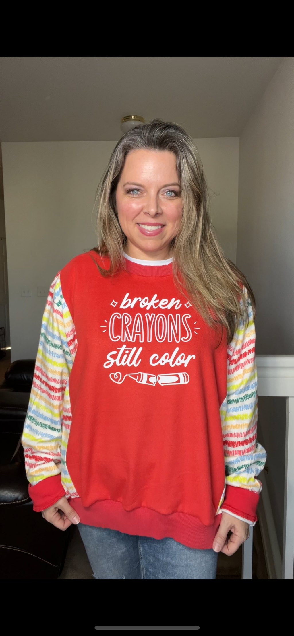 Upcycled Crayons – women’s XL/1X – midweight sweatshirt with stretch, cotton sleeves￼
