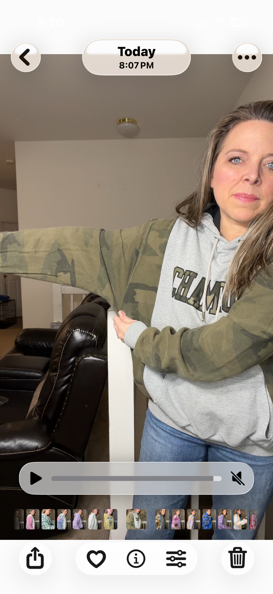 Upcycled Camo - women's large/XL midweight sweatshirt with stretchy sleeves