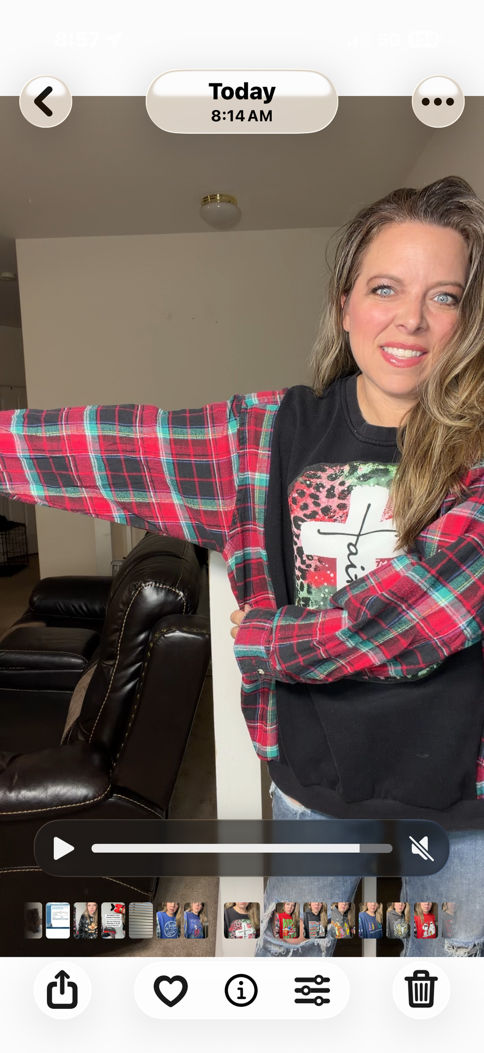 Upcycled Faith - women's 1X/2X midweight sweatshirt with flannel sleeves ￼